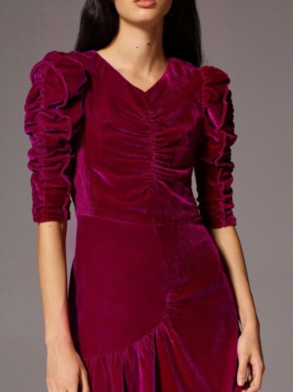Rebecca Taylor Ruched Velvet Dress